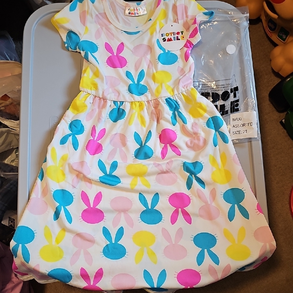 DOT DOT SMILE NWT BUNNY MAXI DRESS TODDLER GIRL 2T